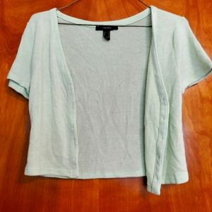 Light Green Short Sleeve Cardi w Heart Buttons